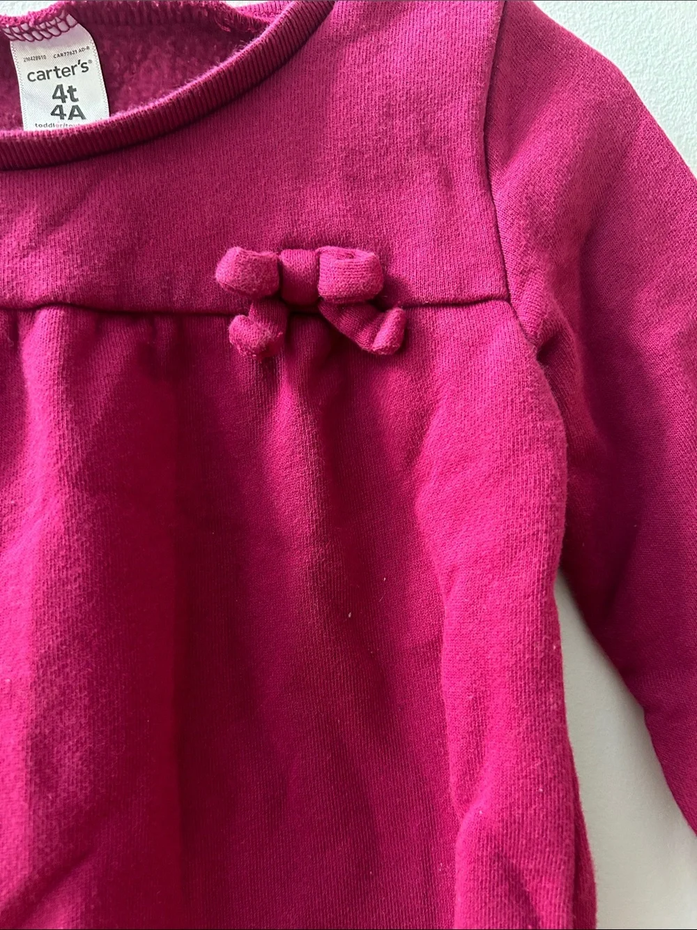 Carter's Long-Sleeve Fleece Top in Magenta with Bow
